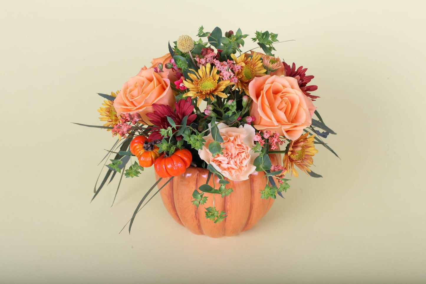 Thanksgiving Day Pumpkin Vase Arrangement