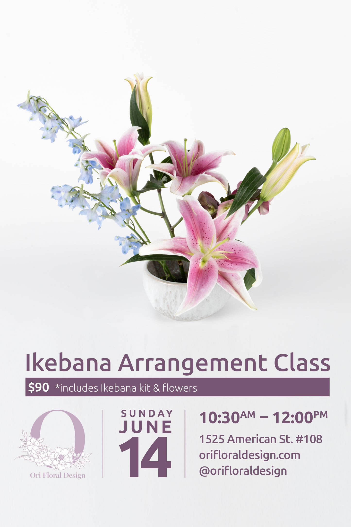 Ikebana-Style Flower Arrangement Class : Sunday, June 14, 2026