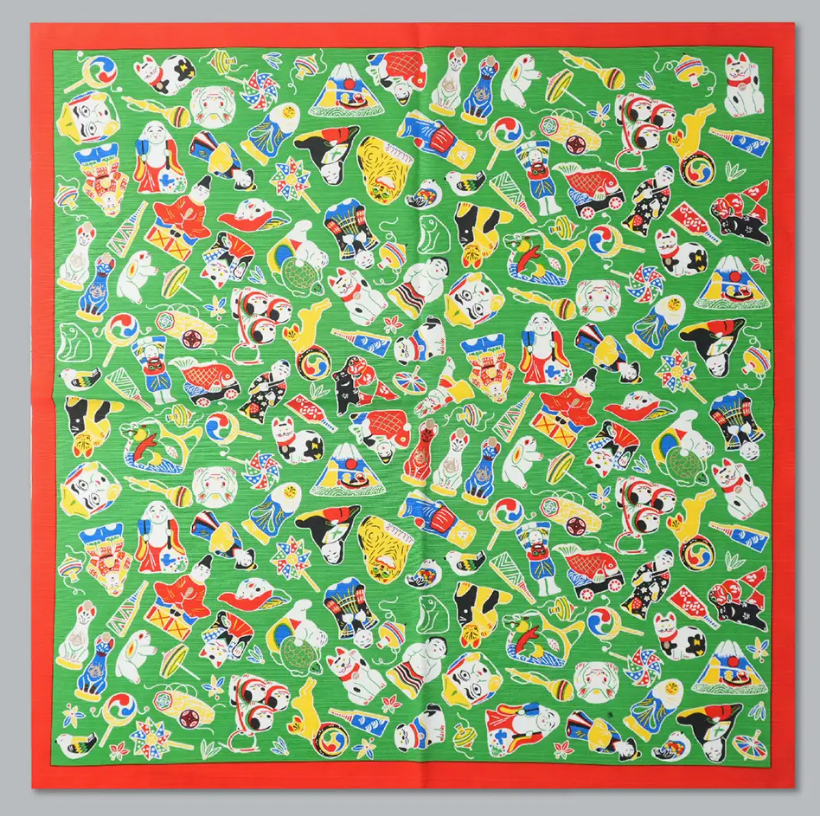 Fabric Gift wrap/ Furoshiki/japanese/70cm/Kyoto Toys Green